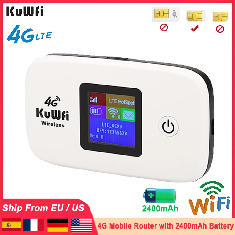 4G Mobile Router 150Mbps Wirelress Wifi Hotspot Protable LTE Router 2400Mah 4G Mini Router Low Power with SIM Card Slot