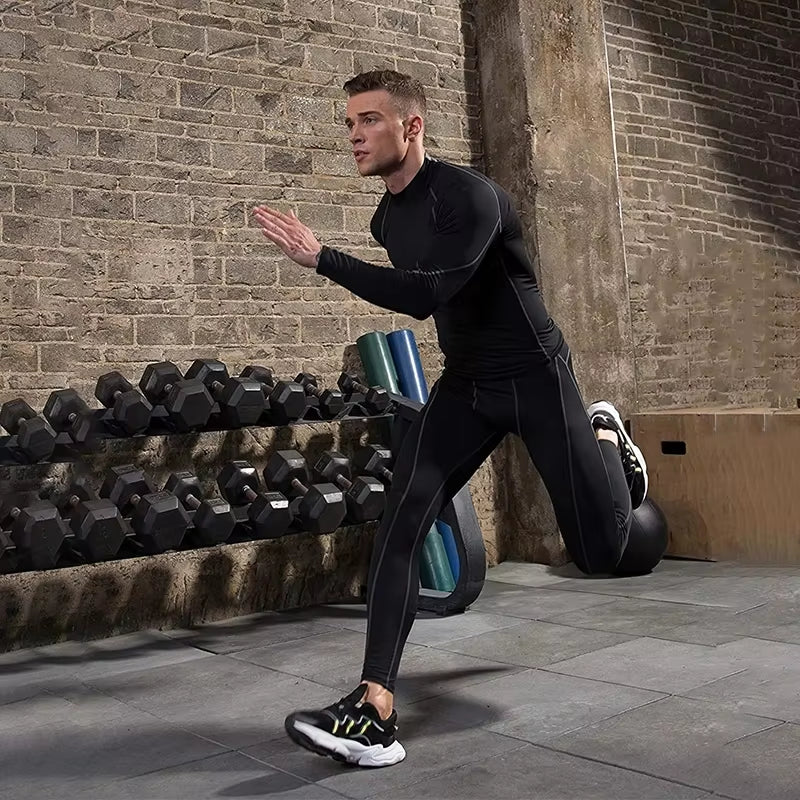 Men Bodybuilding Sport T-Shirt Quick Dry Running Shirt Long Sleeve Compression Top Gym T Shirt Men Fitness Tight Rashgard
