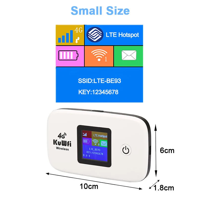 4G Mobile Router 150Mbps Wirelress Wifi Hotspot Protable LTE Router 2400Mah 4G Mini Router Low Power with SIM Card Slot