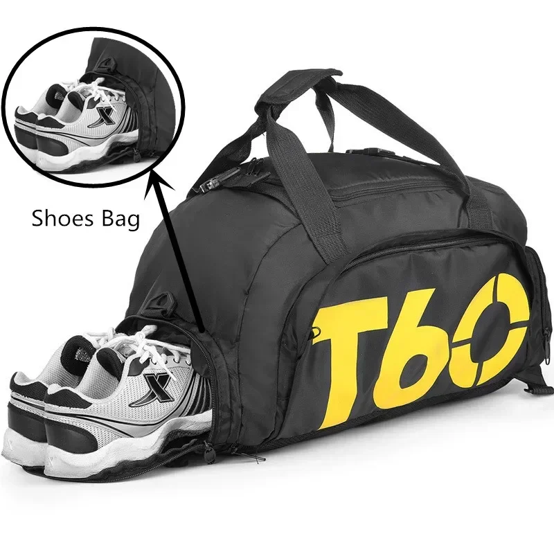Bolsa de gimnasio impermeable T60 con compartimento para zapatos, un bolso deportivo ideal como mochila de viaje para hombres y mujeres.